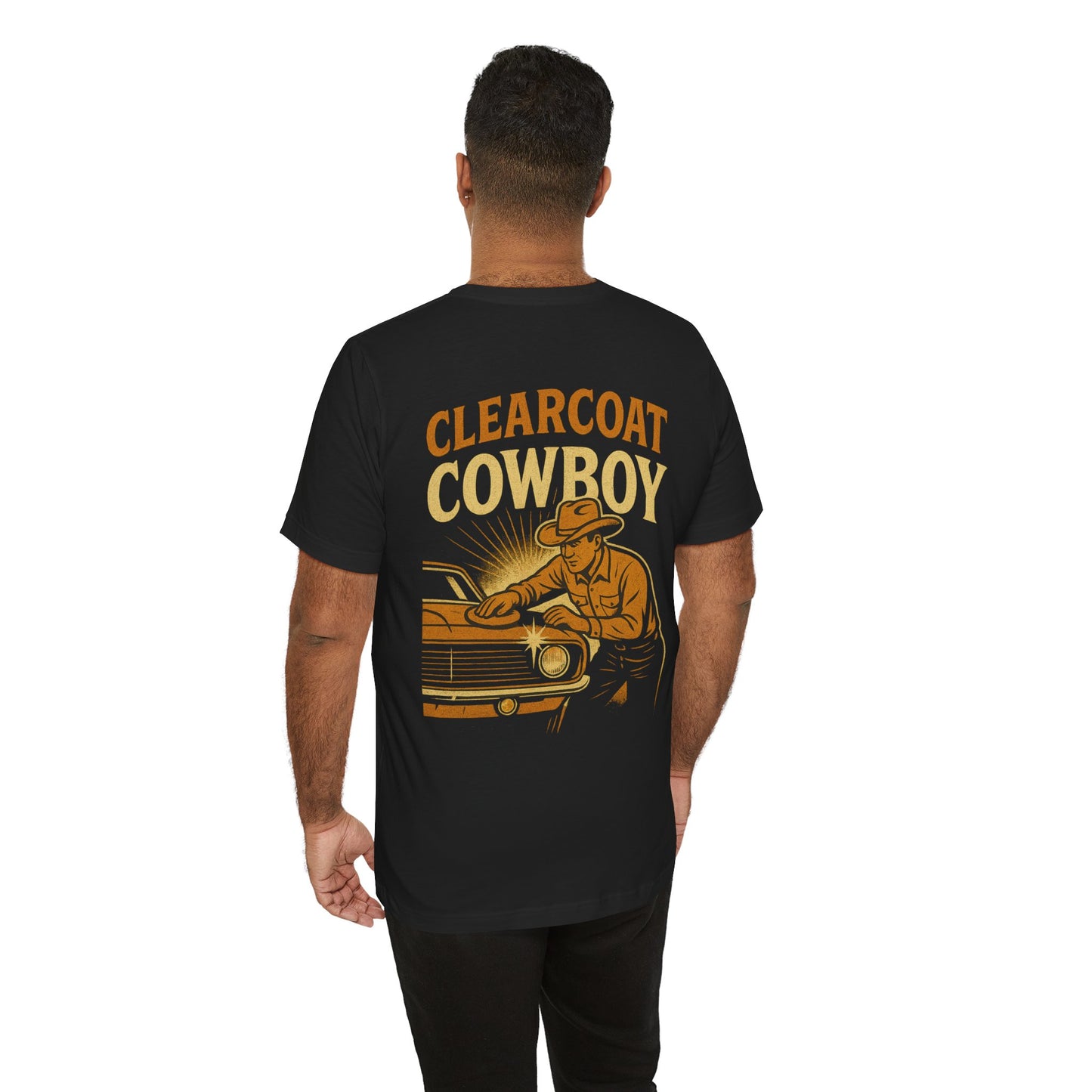 Clearcoat Cowboy T-Shirt | Retro Auto Detailer Shirt for Car Lovers | Vintage Mechanic Tee Gift for Men Who Love Cars